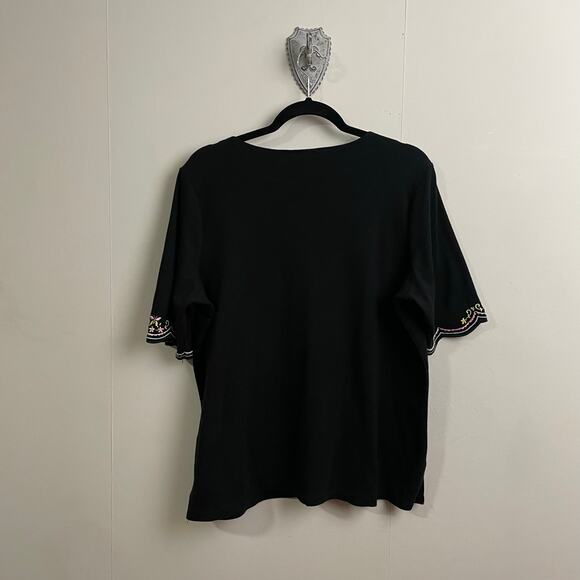 Quacker Factory L short sleeve blouse cottagecore butterfly floral boho goth - Picture 5 of 7